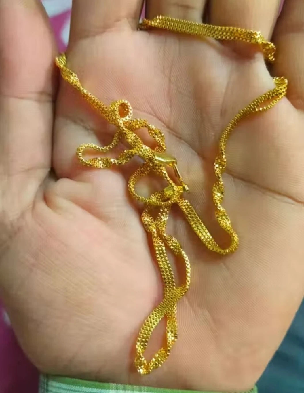 18K Gold Plated Spiral Traditional Designer Chain