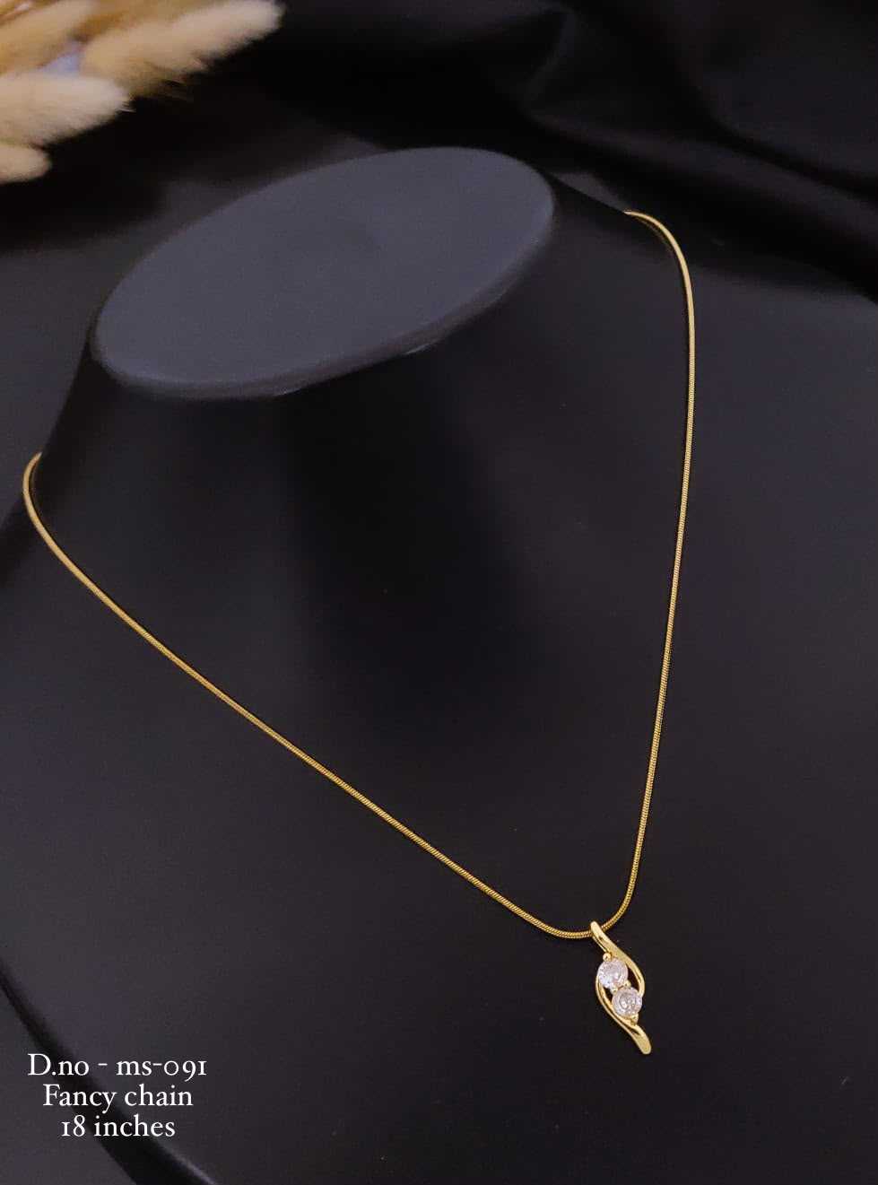 18-Inch Fancy Chain with Stone-Studded Pendant