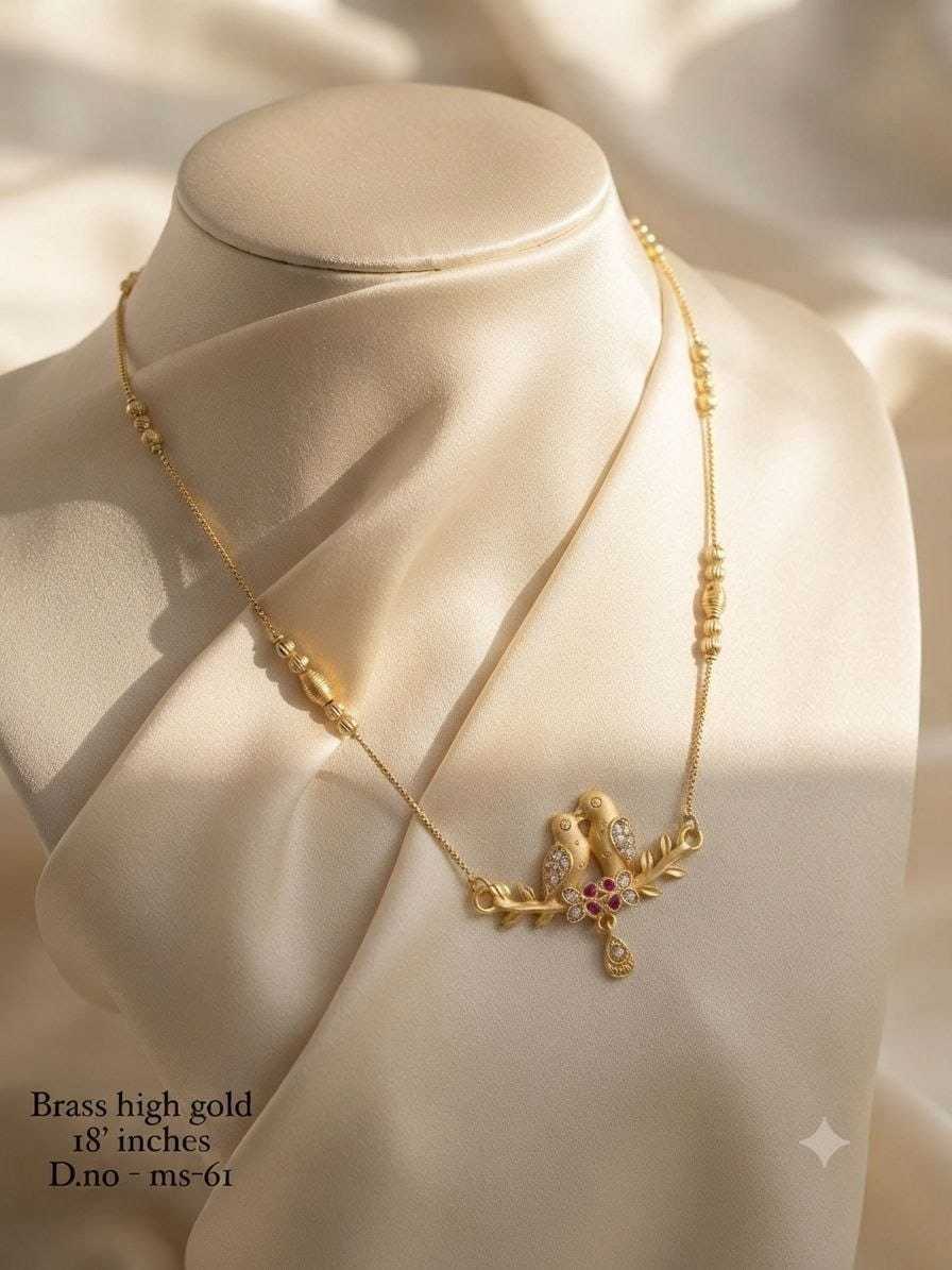 18-Inch Love Birds Mangalsutra with Pink Stones