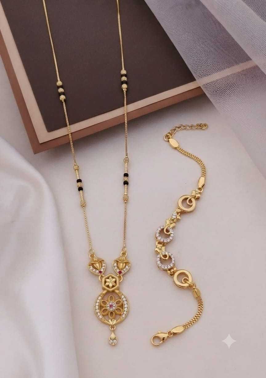 18 Inch Mangalsutra with Floral Bracelet Set