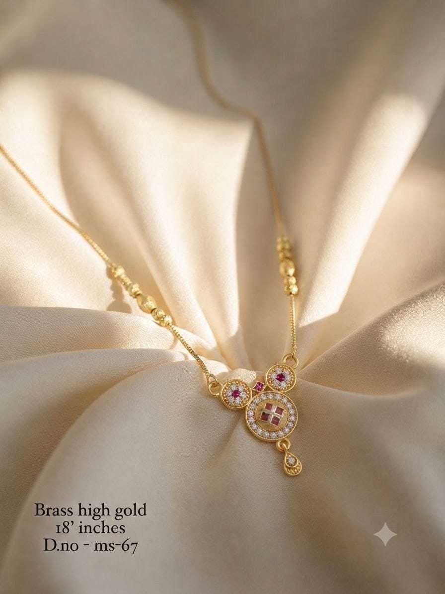 18-Inch Pendant Necklace with Ruby & Diamond Stones