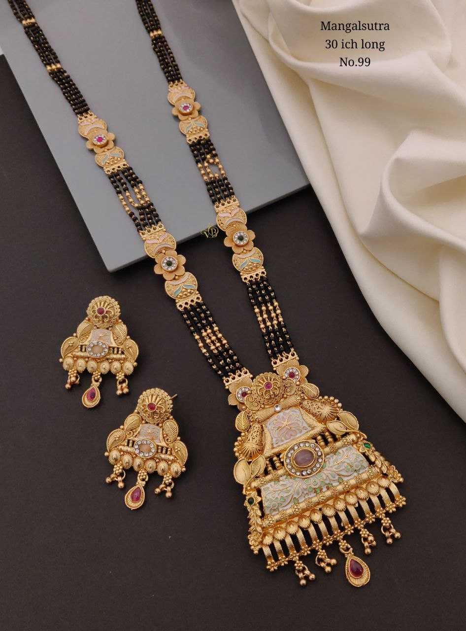 30 Inch Meenakari Rajwadi Mangalsutra Set with Ghungroo Fringe
