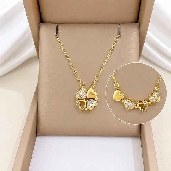 18K Gold Plated Anti Tarnish Magnetic Heart Pendant Necklace Chain