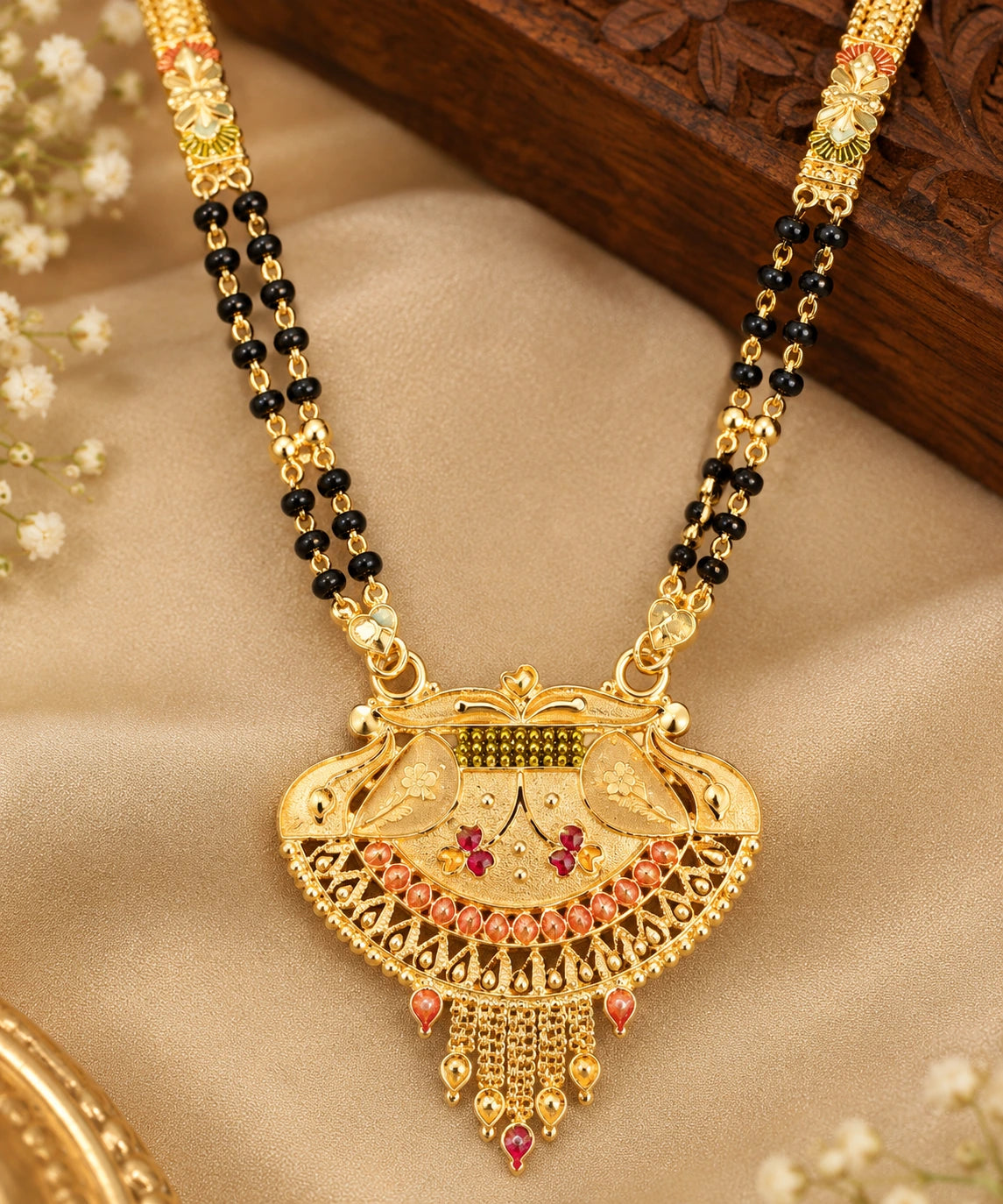 Traditional Daily Wear One Gram Gold Plated Long Mangalsutra with Designer Pendant