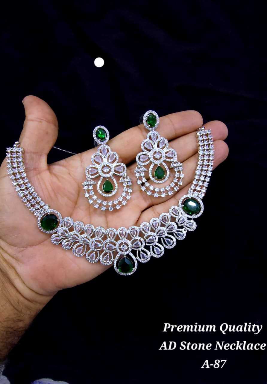 AD Stone Bridal Necklace with Ruby Accents