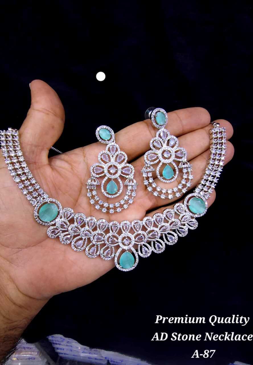 AD Stone Bridal Necklace with Ruby Accents