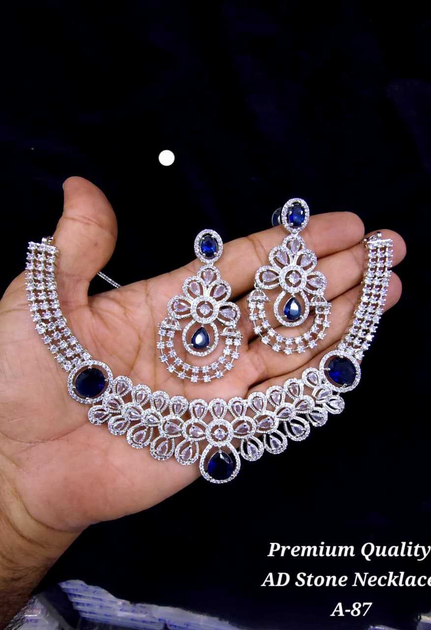 AD Stone Bridal Necklace with Ruby Accents