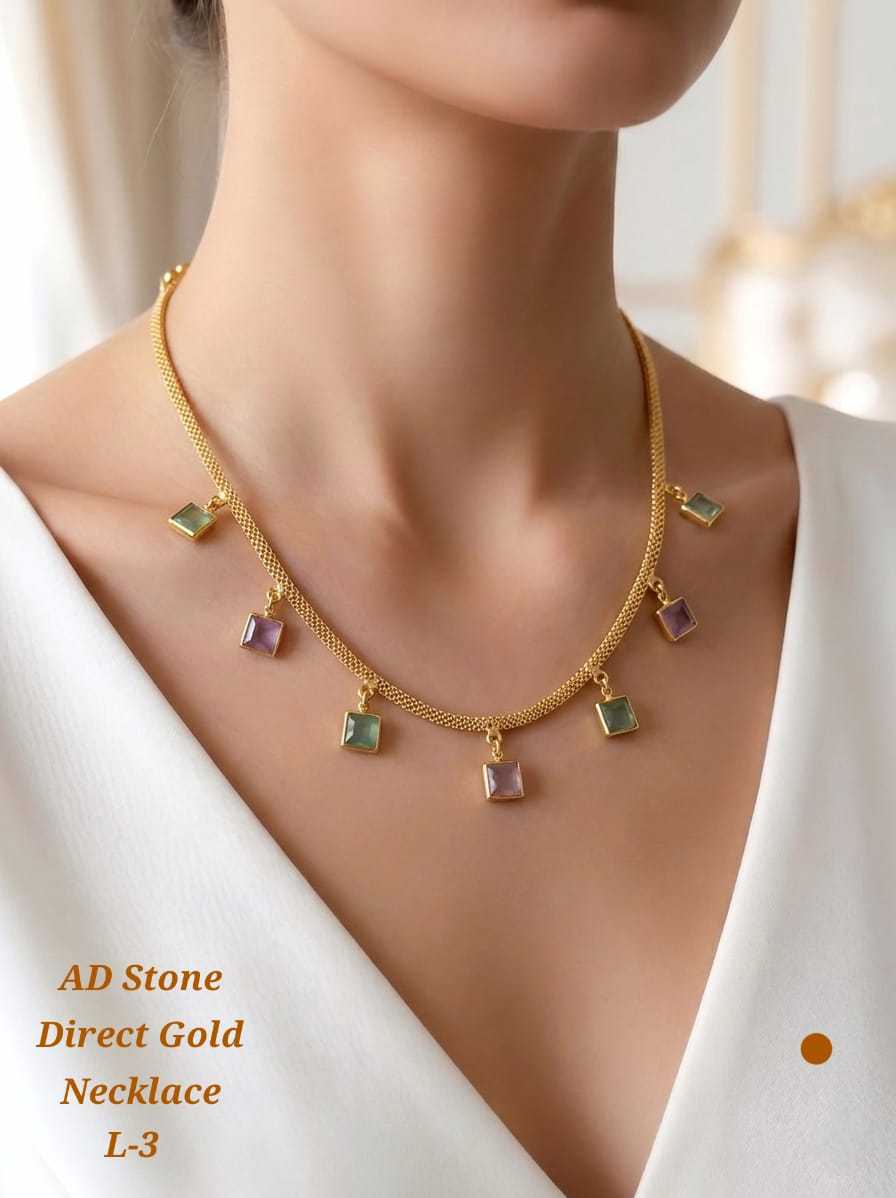 AD Stone Direct Gold Statement Necklace