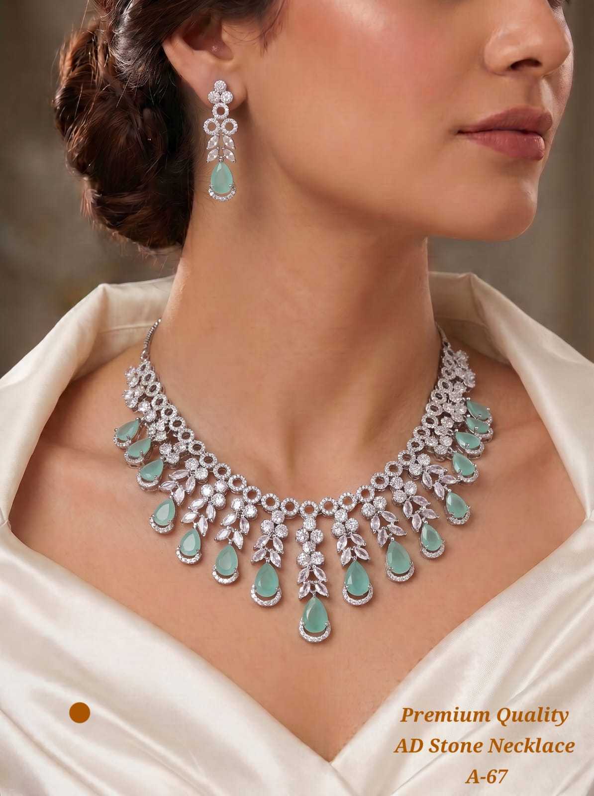 AD Stone Necklace with Coloured Teardrops