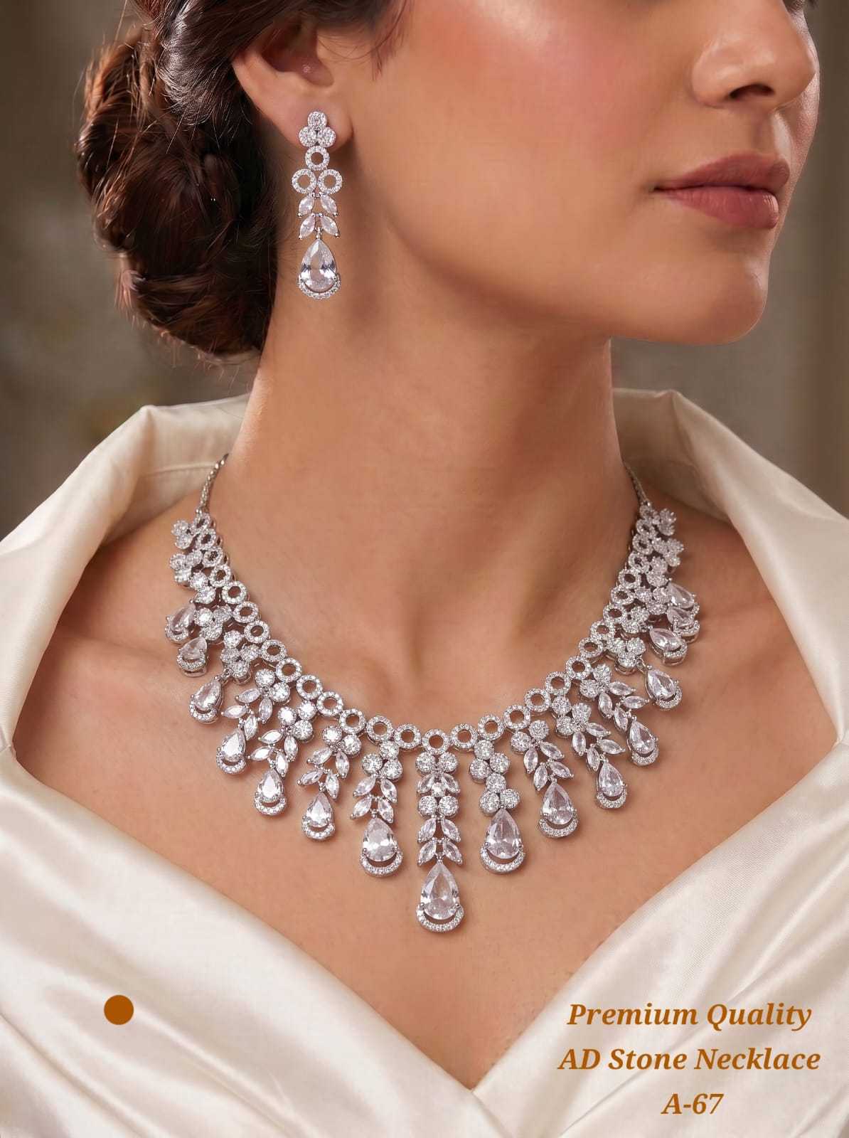 AD Stone Necklace with Coloured Teardrops
