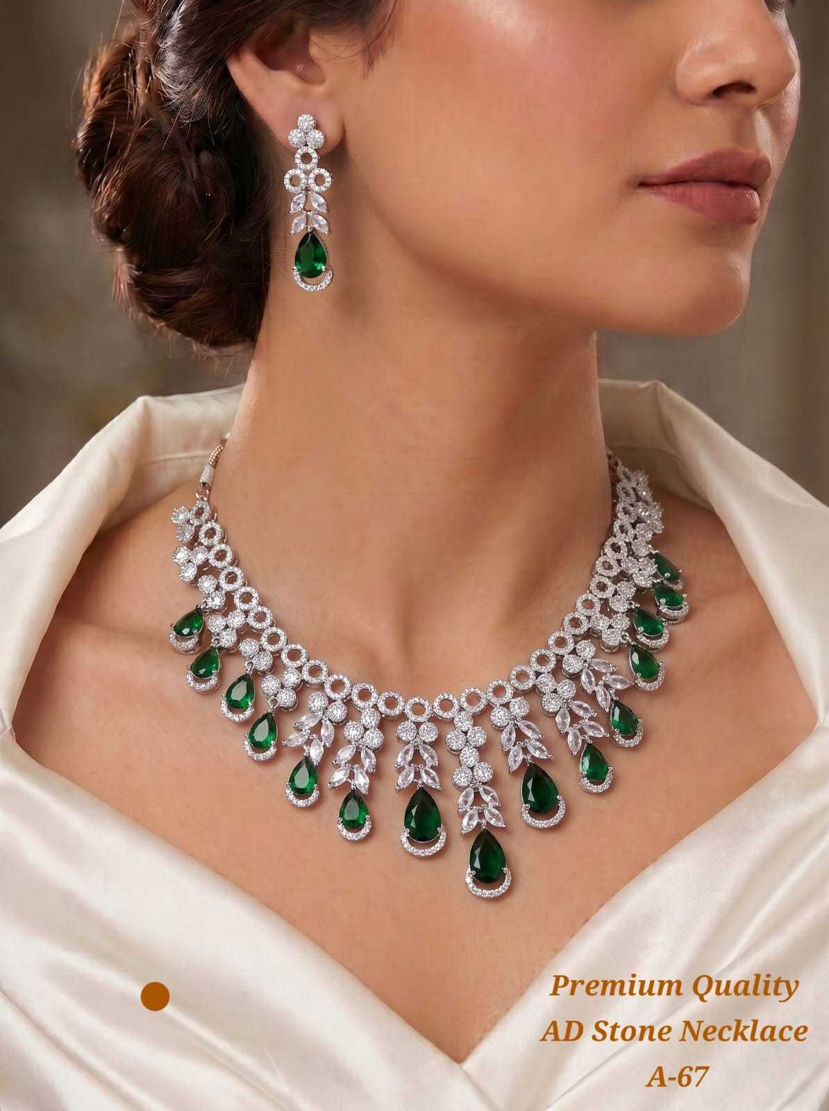 AD Stone Necklace with Coloured Teardrops