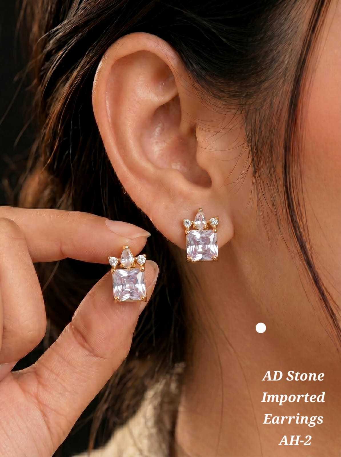 AD Stone Prong Set Stud Earrings