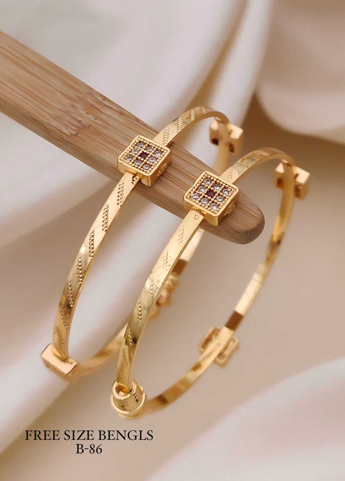 Adjustable Square Cubic Zirconia Bangle Pair