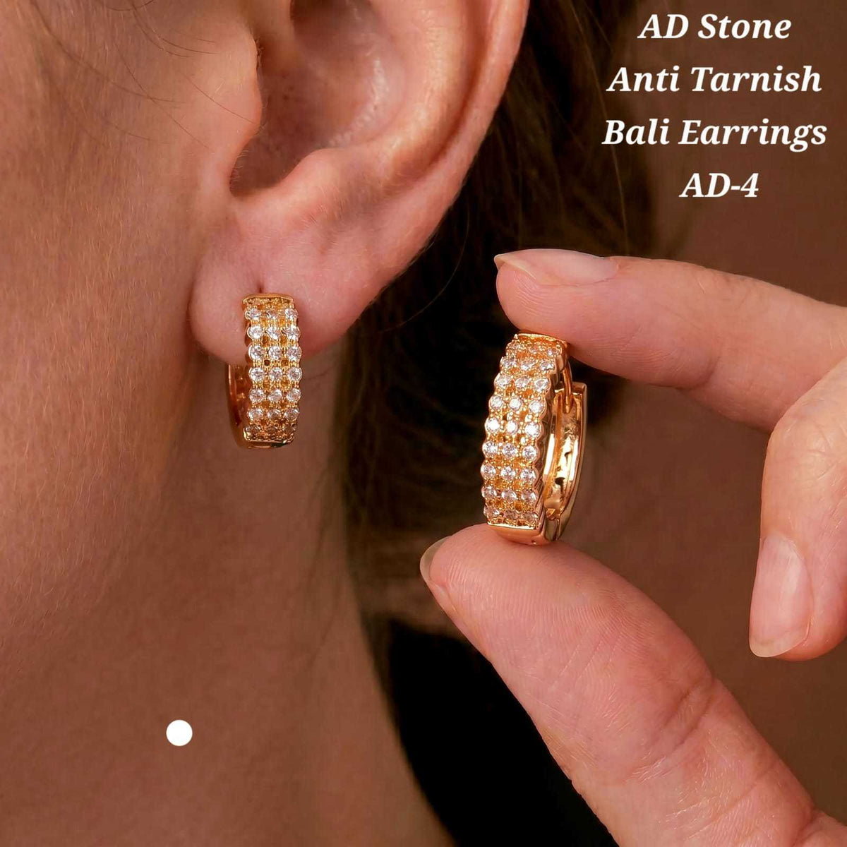 American Diamond Bali Hoop Earrings