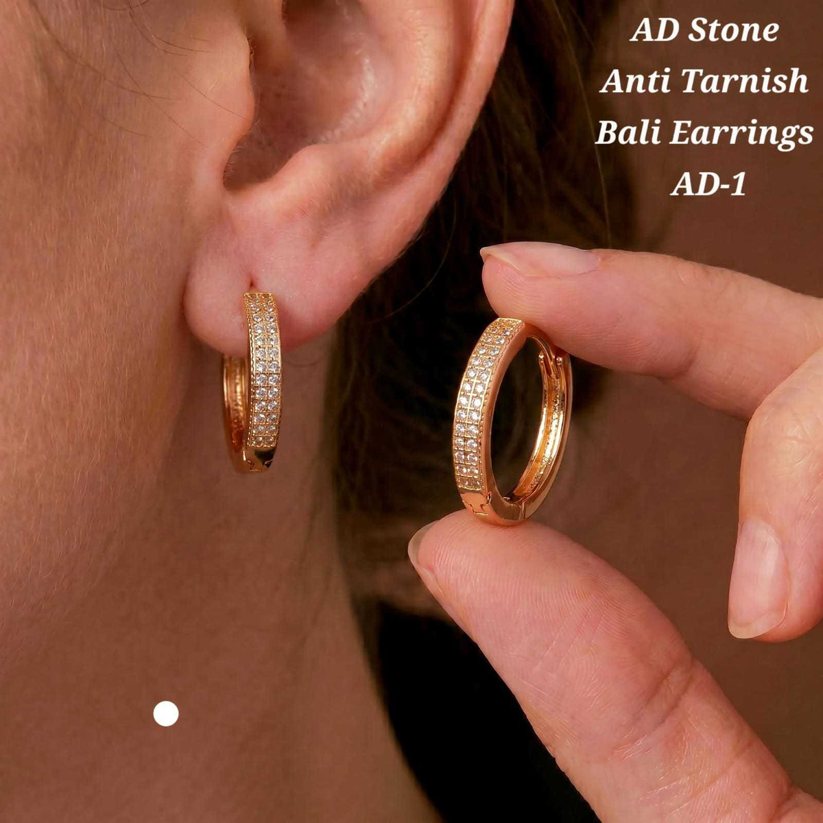 American Diamond Bali Hoop Earrings