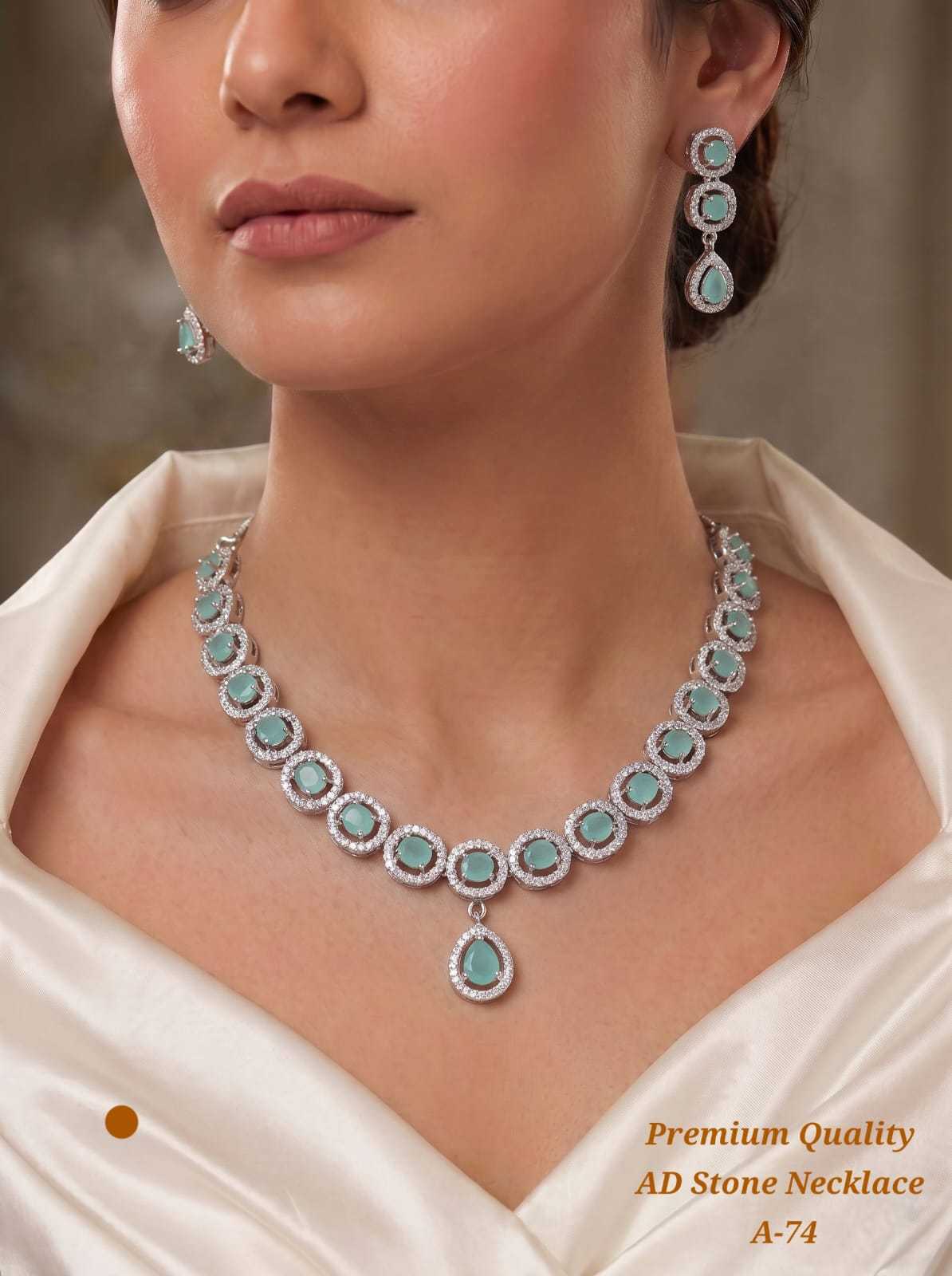 American Diamond Halo Necklace Set