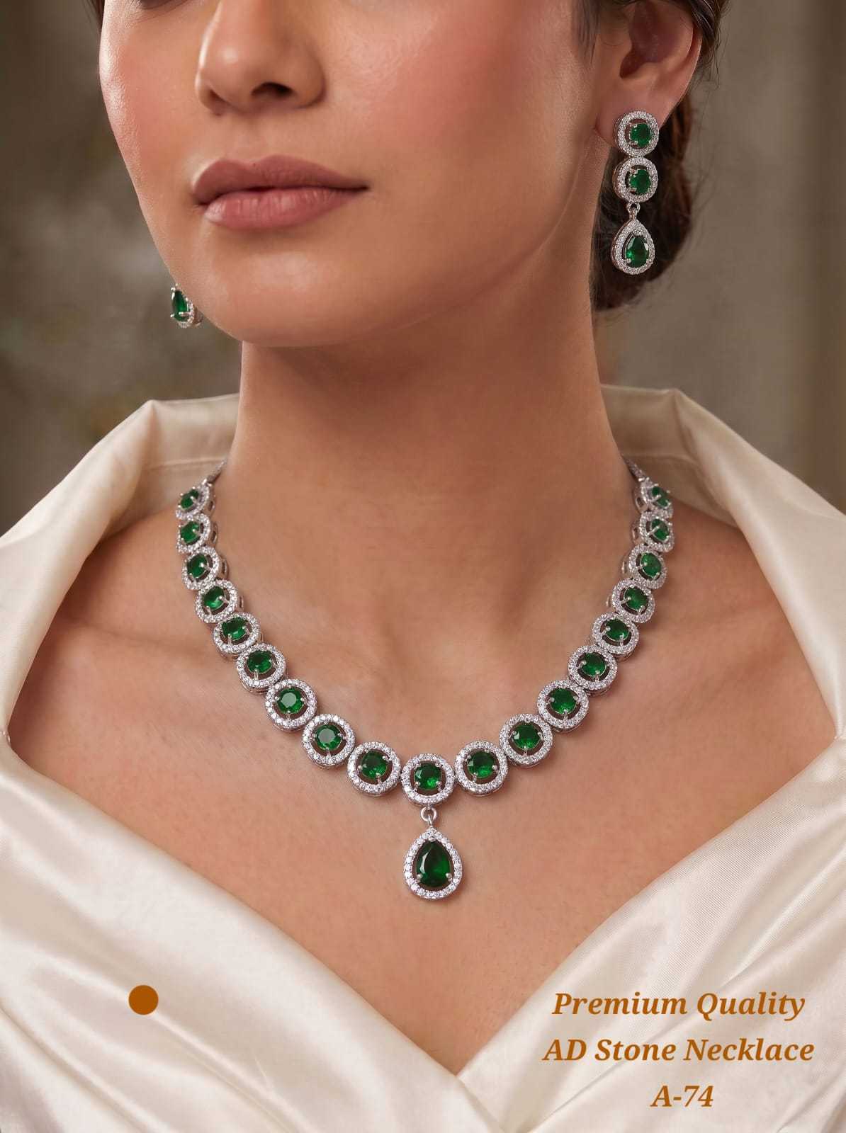 American Diamond Halo Necklace Set
