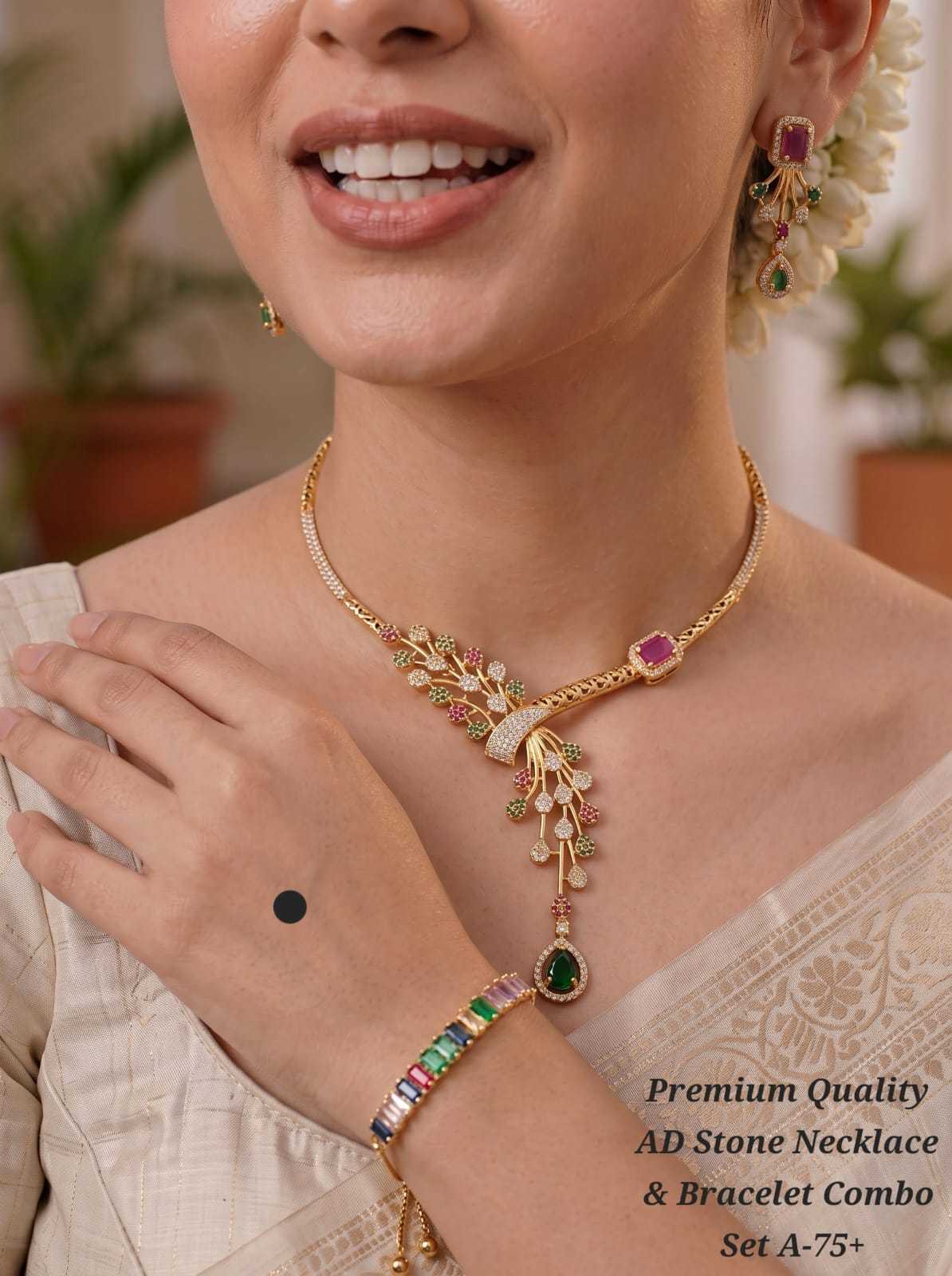 American Diamond Necklace & Bracelet Combo Set
