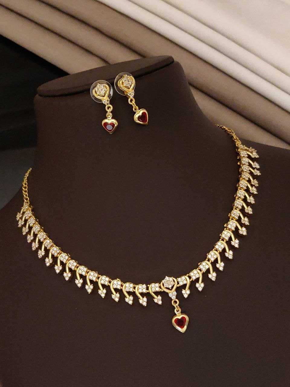 American Diamond Set with Fan Hanging Motifs