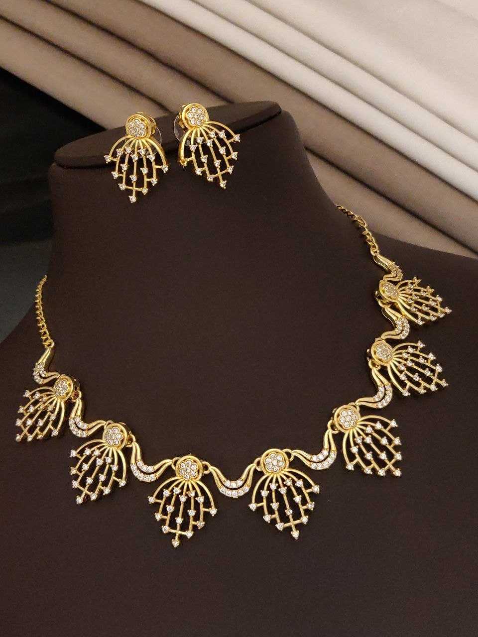 American Diamond Set with Fan Hanging Motifs
