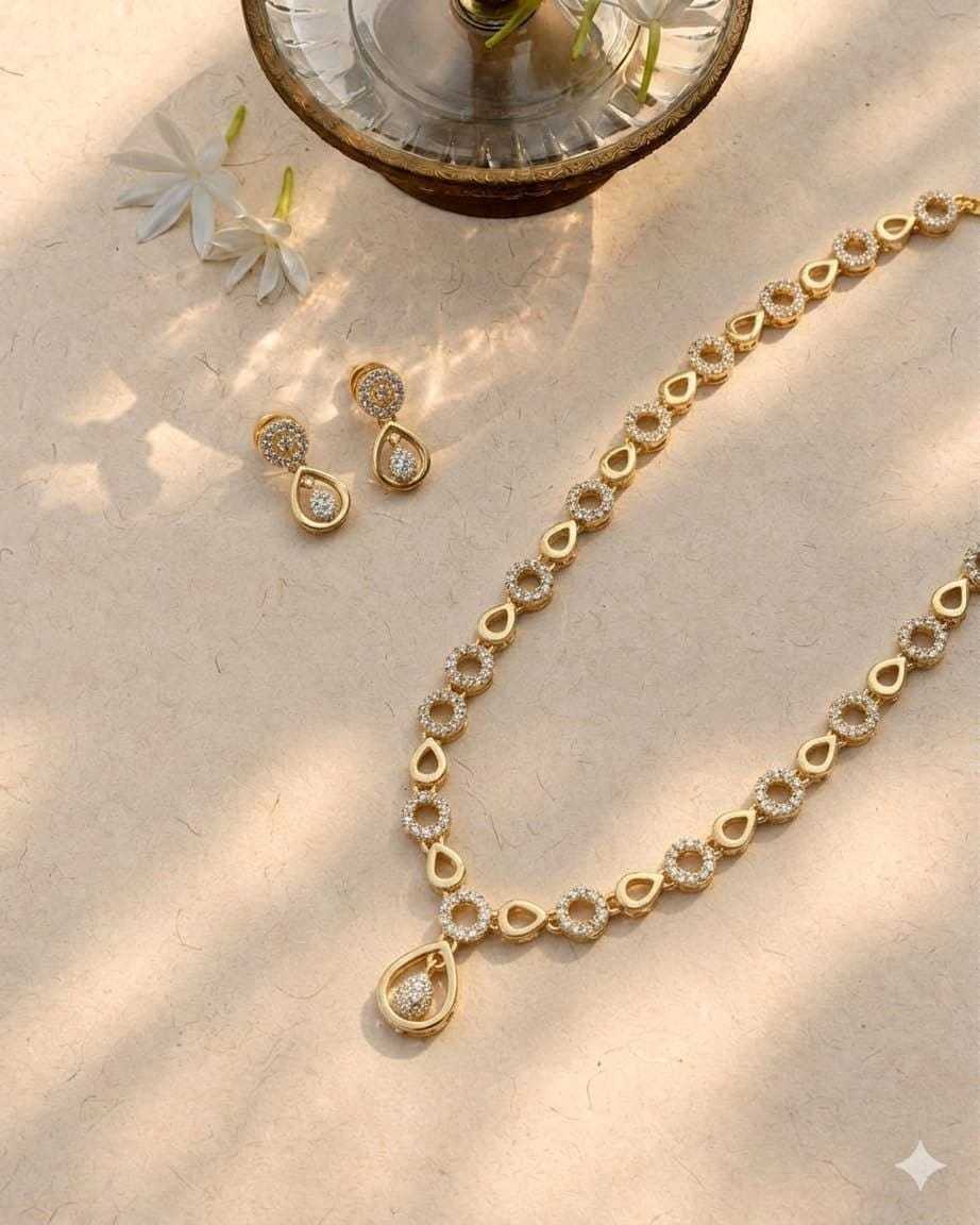 American Diamond Spiral & Teardrop Necklace Set
