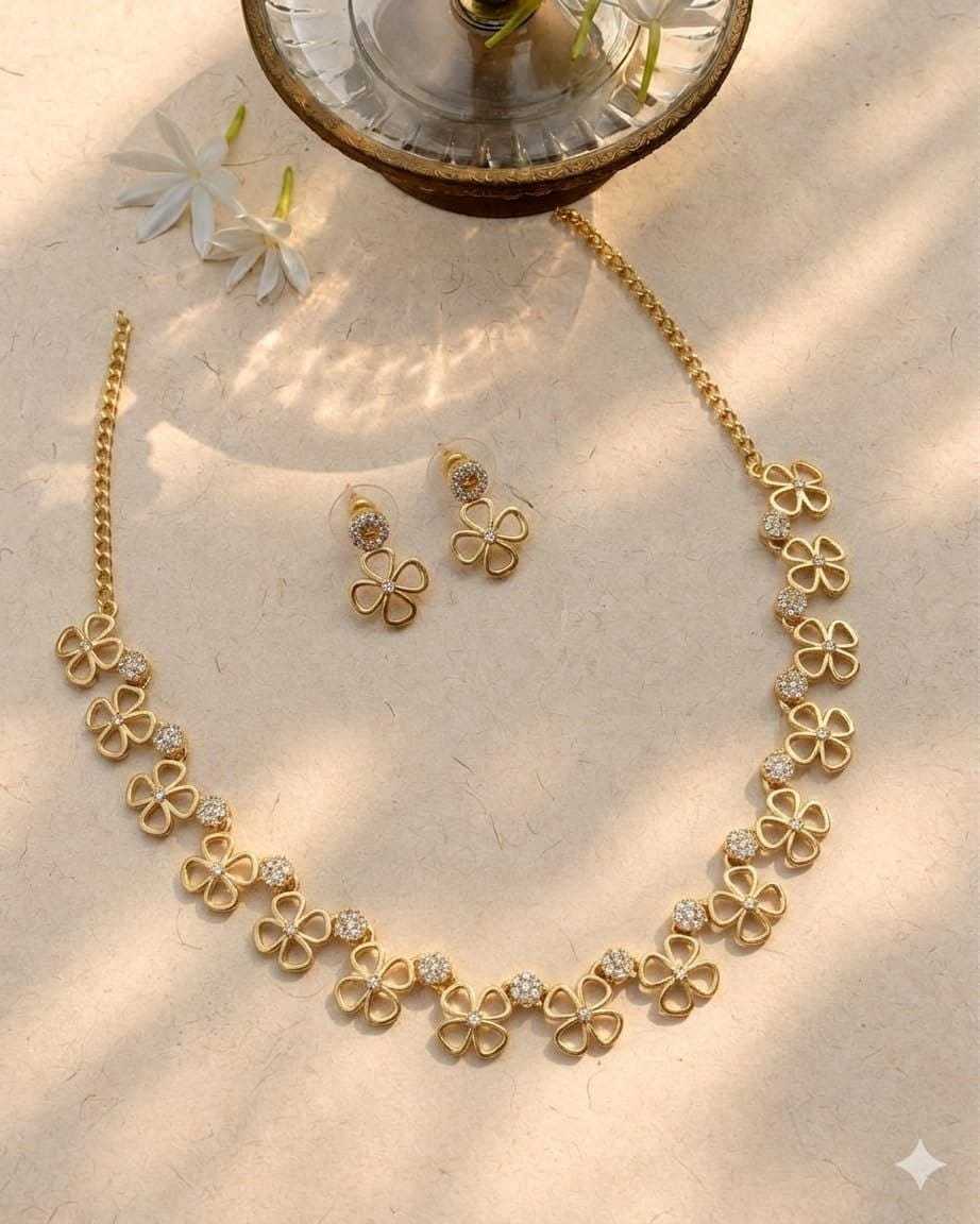 American Diamond Spiral & Teardrop Necklace Set