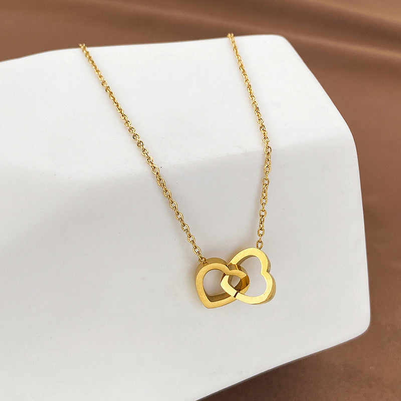 Anti-Tarnish Interlocked Hearts Pendant Necklace