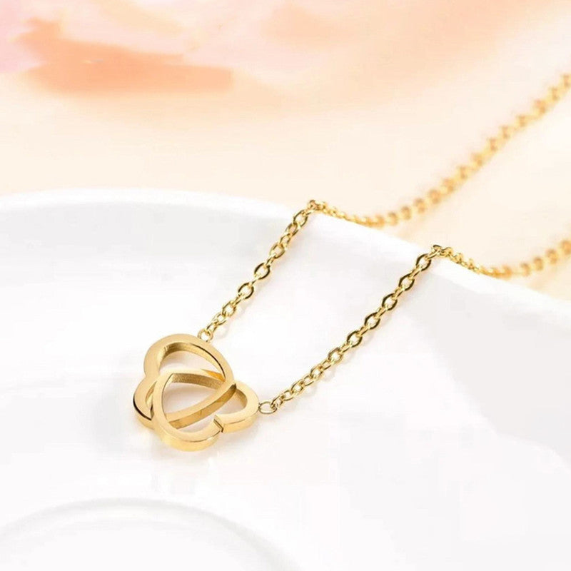 Heart Duo Combo: Pink CZ Heart & Interlocked Hearts Pendants