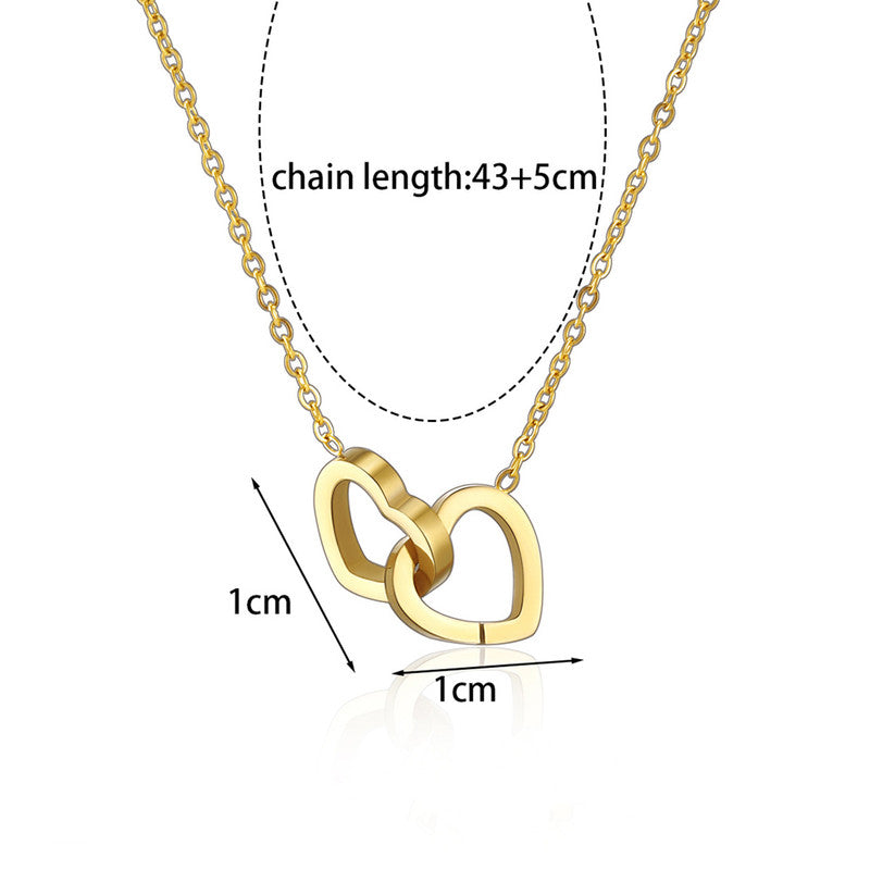 Anti-Tarnish Interlocked Hearts Pendant Necklace