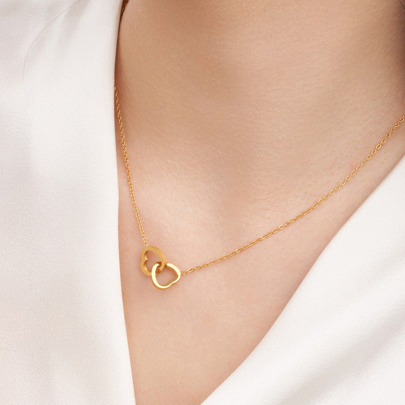 Anti-Tarnish Interlocked Hearts Pendant Necklace