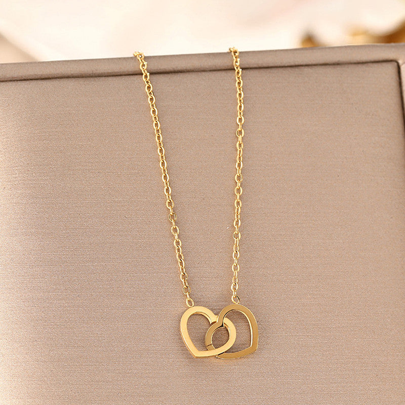 Anti-Tarnish Interlocked Hearts Pendant Necklace