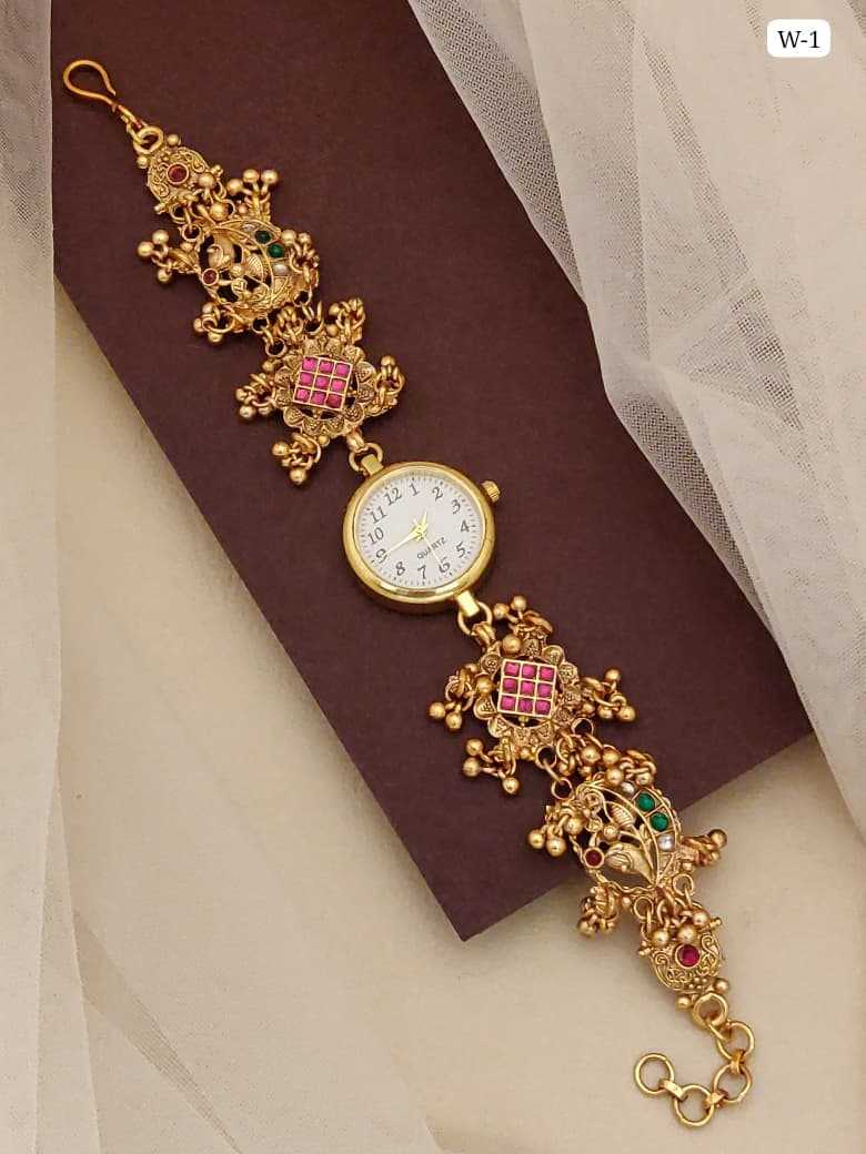 Antique Bracelet Watch with Floral Ghungroo Charms