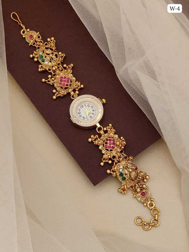 Antique Bracelet Watch with Floral Ghungroo Charms