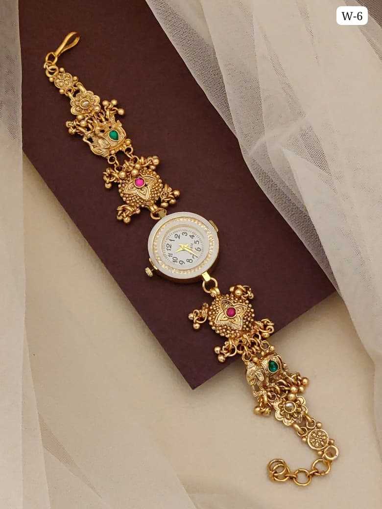 Antique Bracelet Watch with Floral Ghungroo Charms