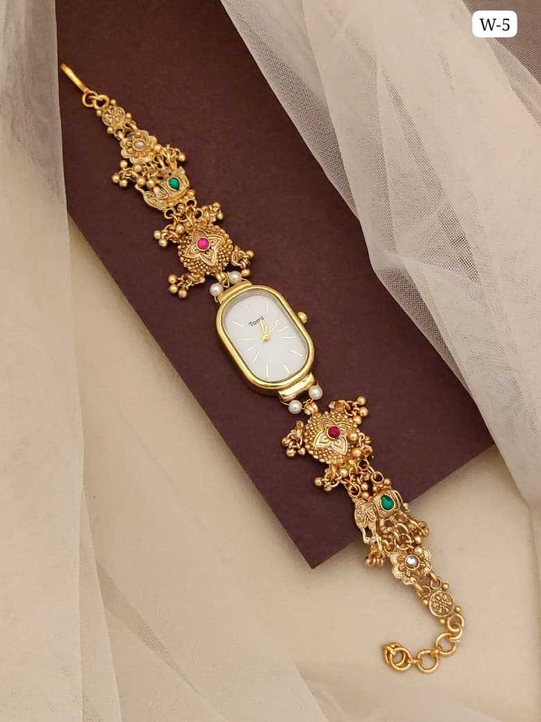 Antique Bracelet Watch with Floral Ghungroo Charms