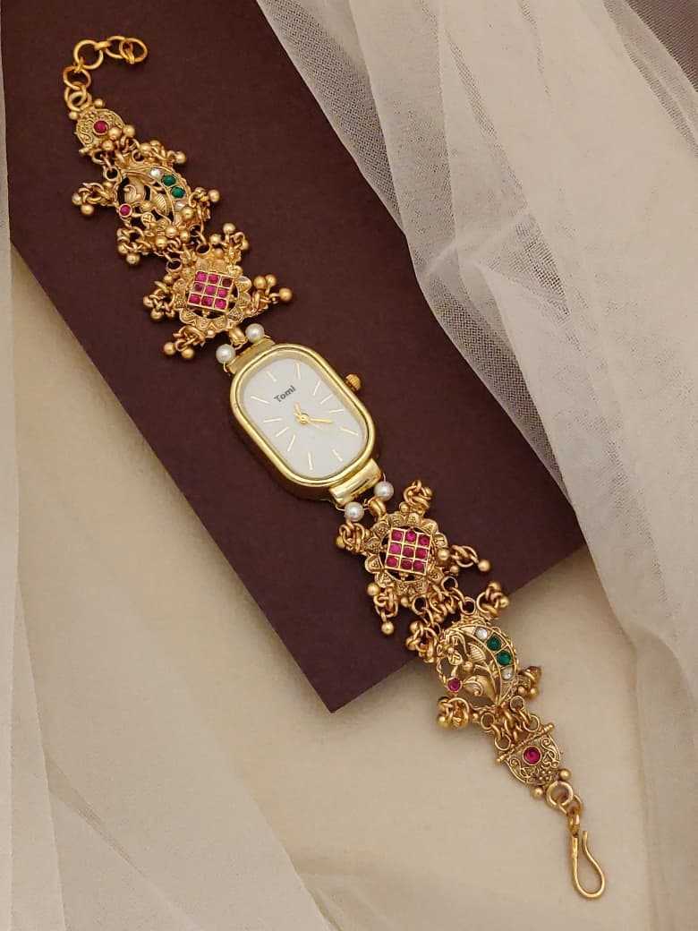 Antique Bracelet Watch with Floral Ghungroo Charms