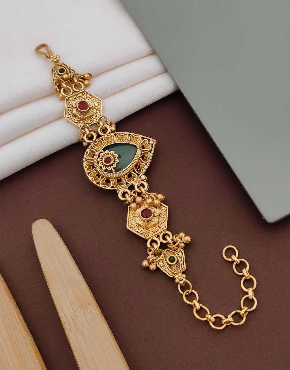 Antique Bracelet with Green Circular Centrepiece
