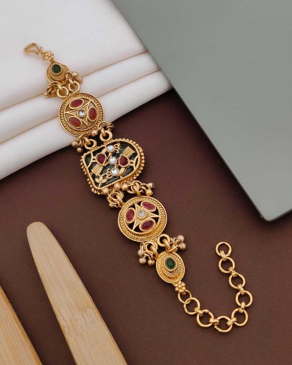 Antique Bracelet with Green Circular Centrepiece