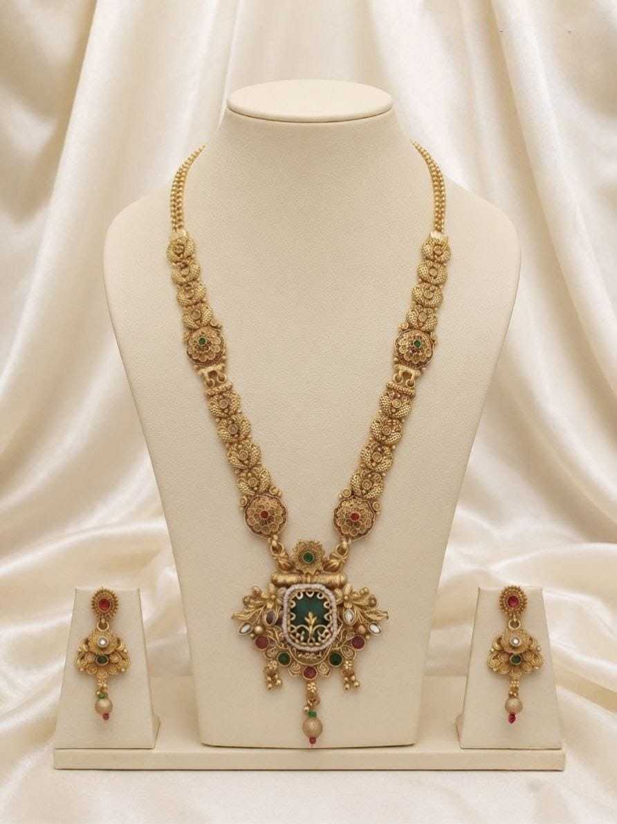 Antique Filigree Long Haram with Jhumka Earrings