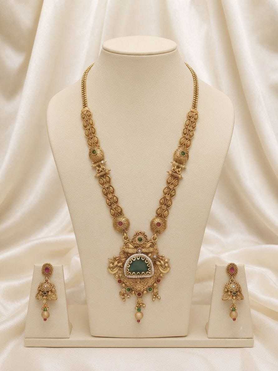 Antique Filigree Long Haram with Jhumka Earrings