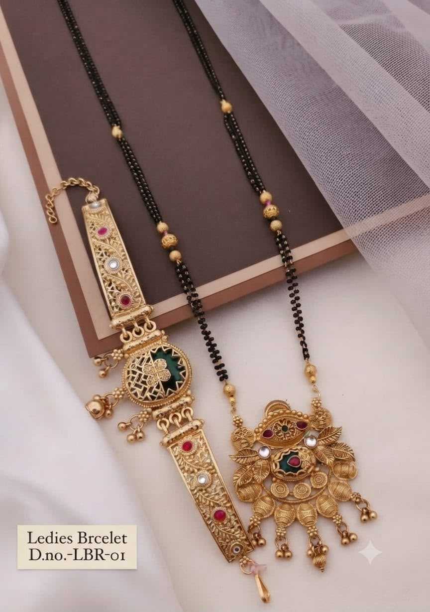 Antique Floral Mangalsutra with Matching Bracelet