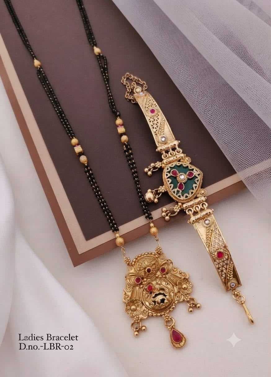 Antique Floral Mangalsutra with Matching Bracelet