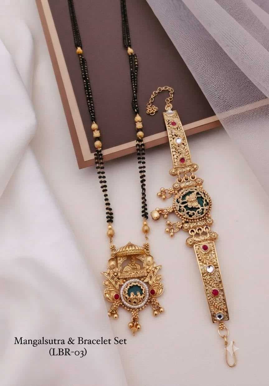 Antique Floral Mangalsutra with Matching Bracelet