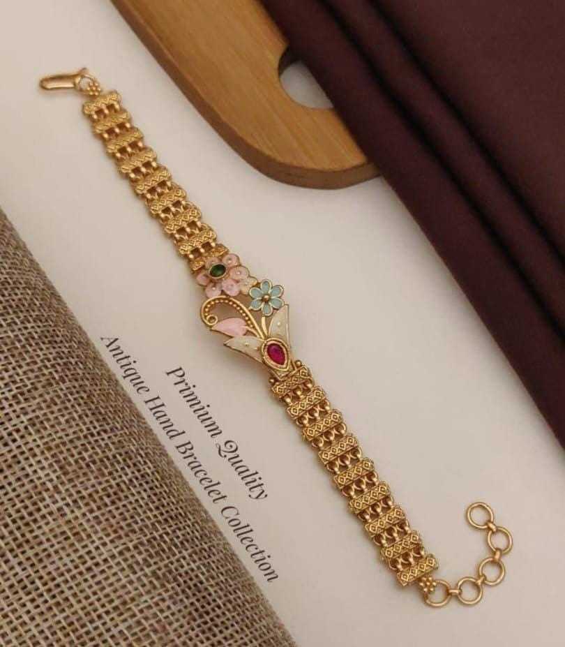 Antique Hand Bracelet with Enamel Centre