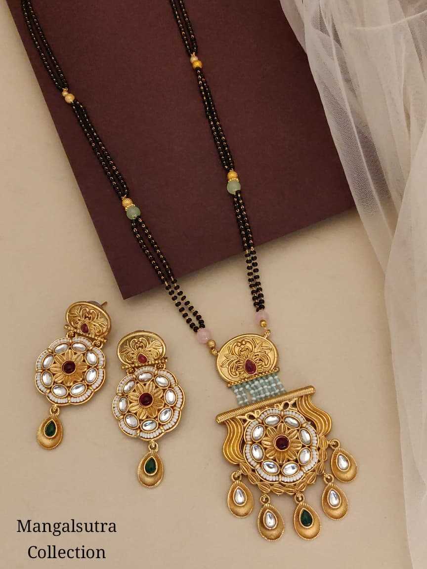Antique Kundan Long Mangalsutra with Drops