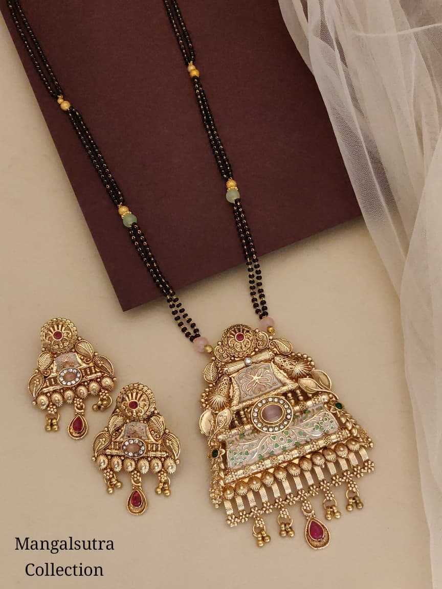 Antique Kundan Long Mangalsutra with Drops