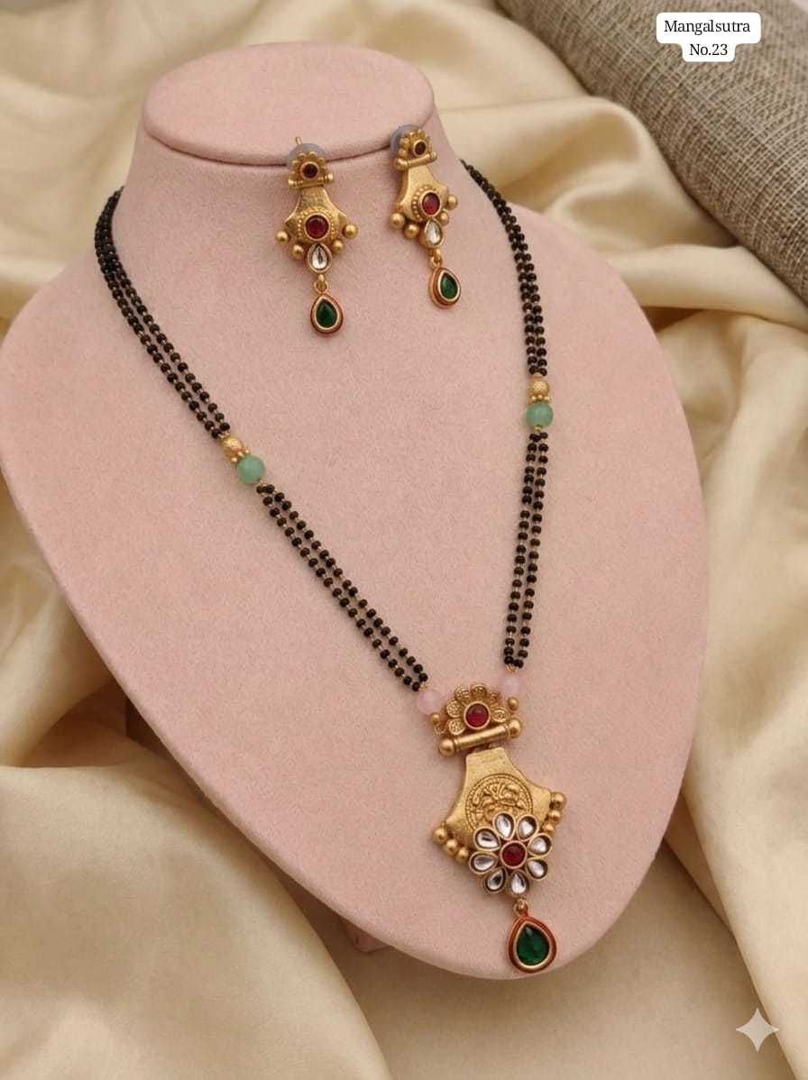 Antique Kundan Long Mangalsutra with Gemstones