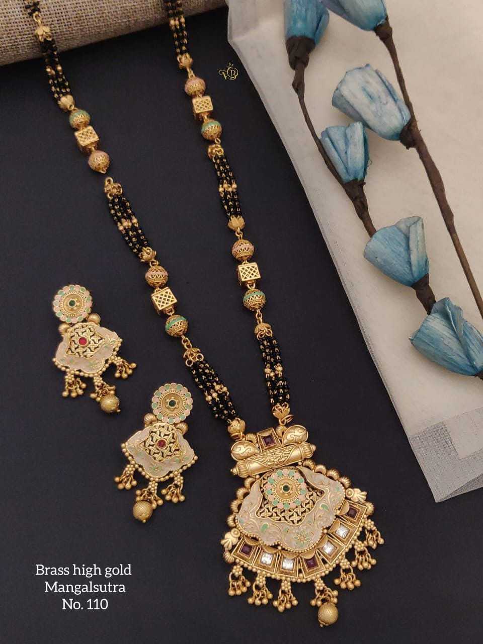Antique Rajwadi Long Mangalsutra with Bead Drops