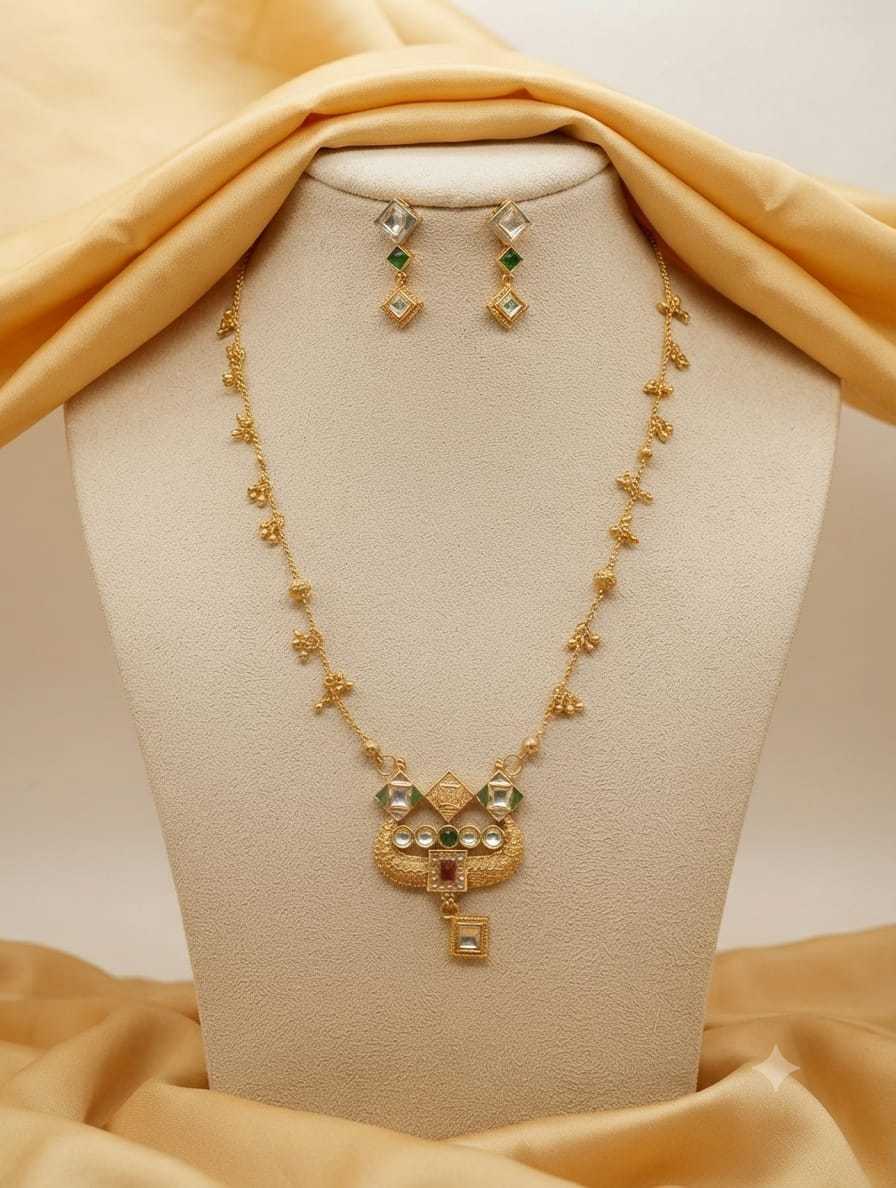 Antique Temple Necklace Set with Filigree Work