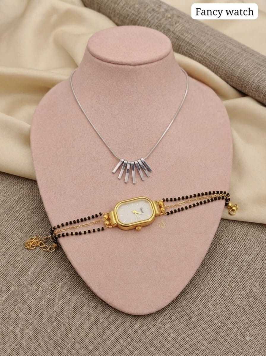 Bar Charm Snake Chain Necklace & Fashion Watch Combo